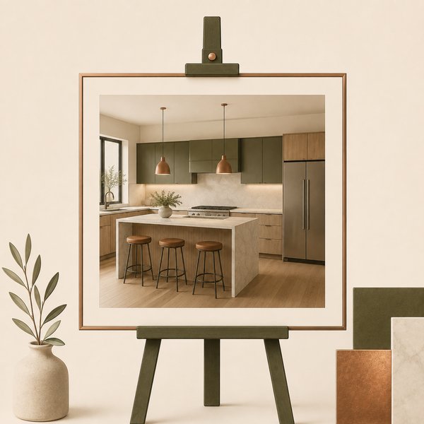 Framed photorealistic kitchen render